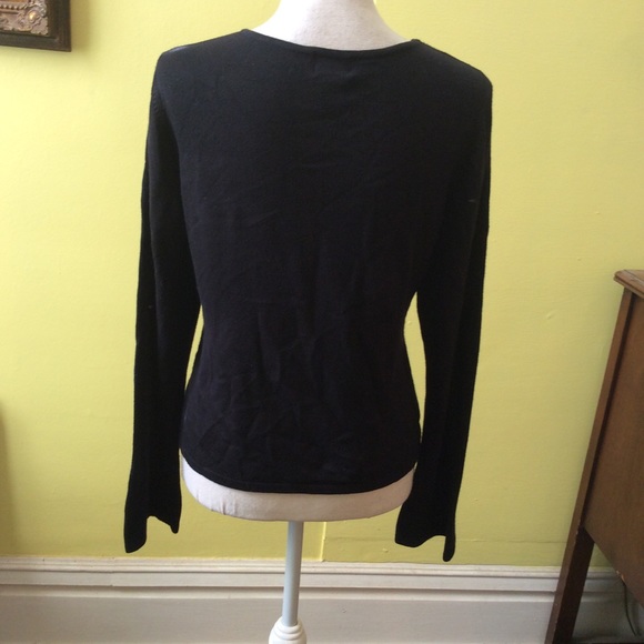 Pretty INC Black Sweater with Ivory Embroidery M - Picture 4 of 8